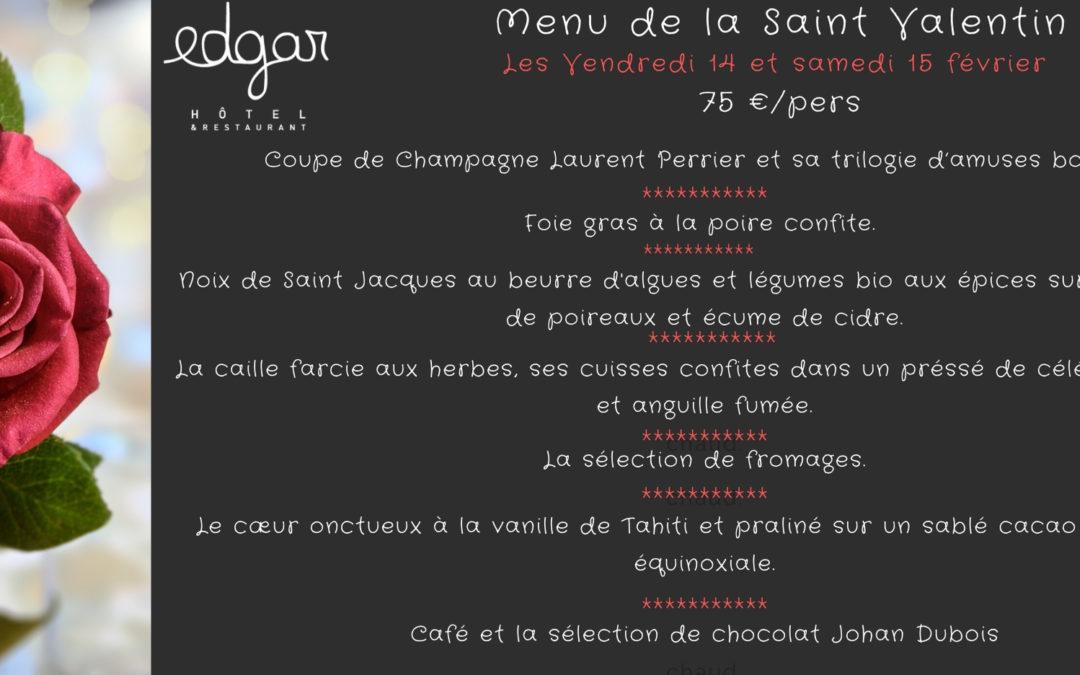 Un Menu de Saint Valentin dans un Hôtel de Charme et de Caractère